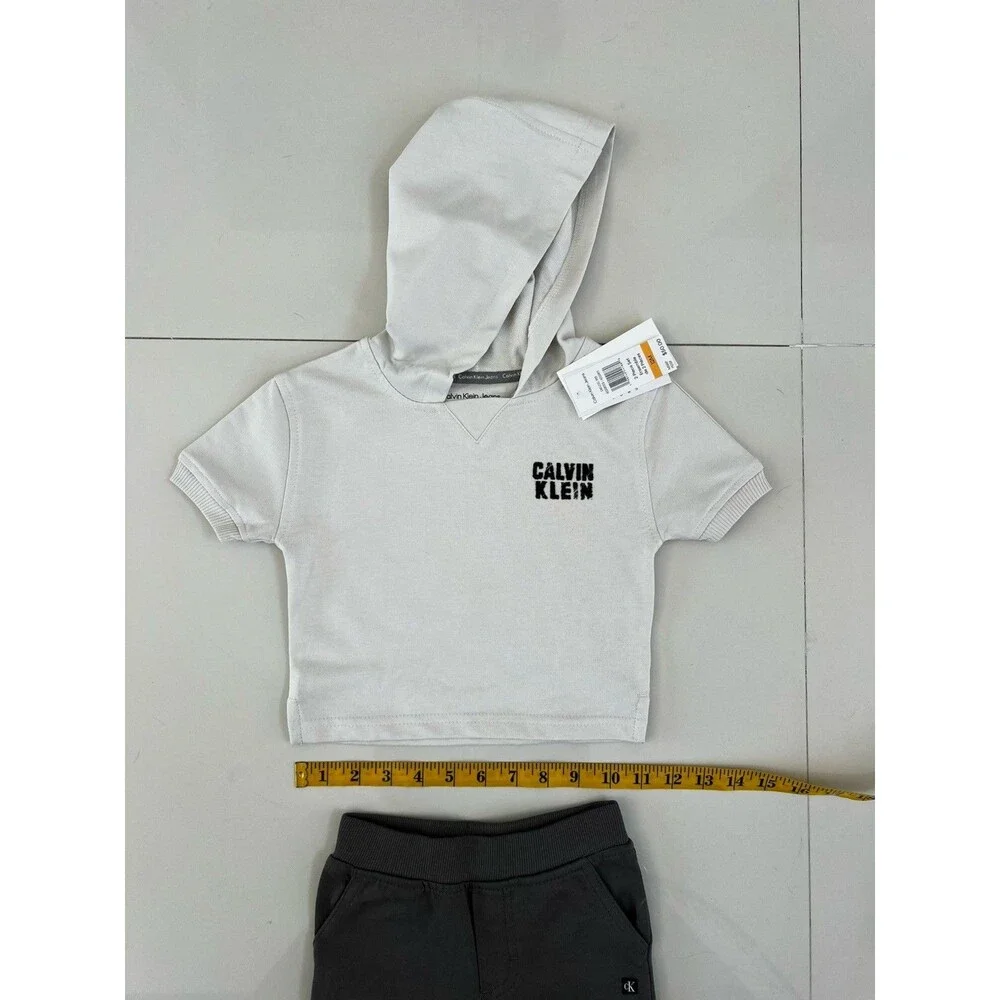 $50 Calvin Klein Jeans Baby Boy Sweatshirt & Cargo Jogger 2 Piece Outfit Set 12m